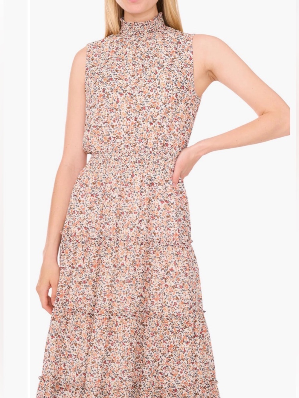 1. State Sleeveless Mock-Neck Maxi Dress Floral